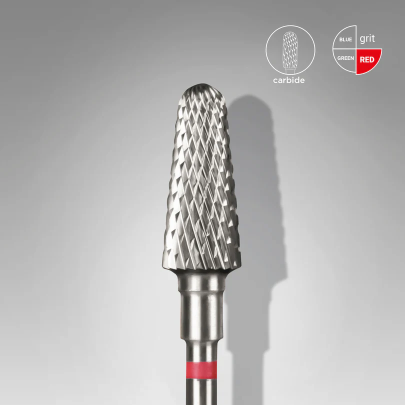 STALEKS EXPERT Carbide nail drill bit frustum red, head diameter 6 mm, working part 14 mm