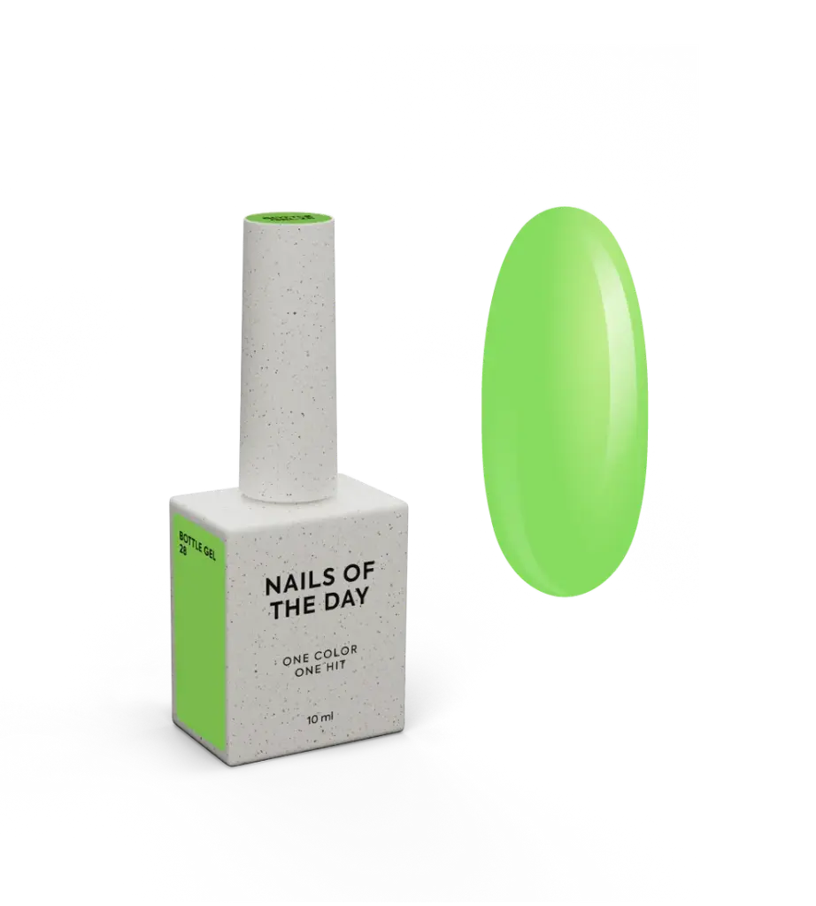NAILSOFTHEDAY Bottle Gel 28 – gel ultraresistente verde neón para el refuerzo de uñas, 10 ml