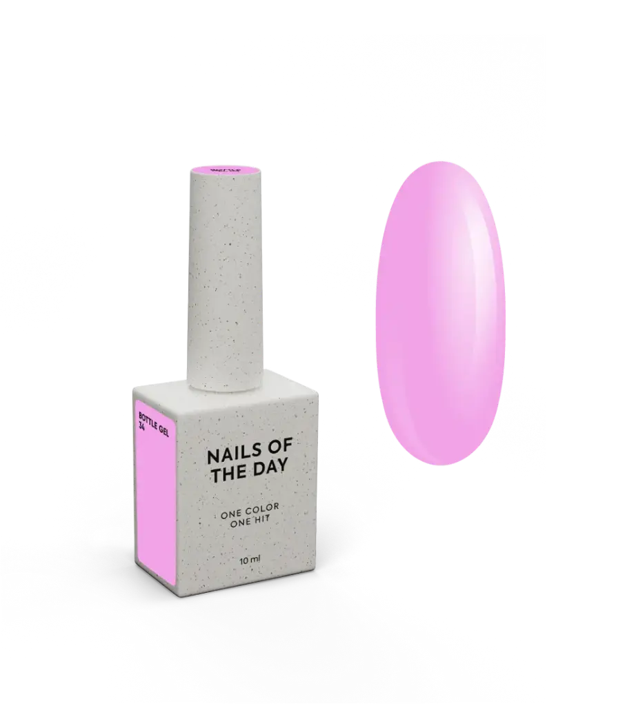 NAILSOFTHEDAY Bottle Gel 34 – gel ultraresistente rosa delicado para el refuerzo de uñas, 10 ml