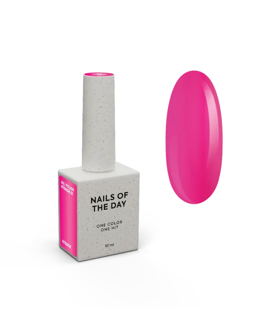 NAILSOFTHEDAY Gel Polish Vitrage 01 — esmalte efecto vitral rosa intenso (frambuesa), 10 ml 