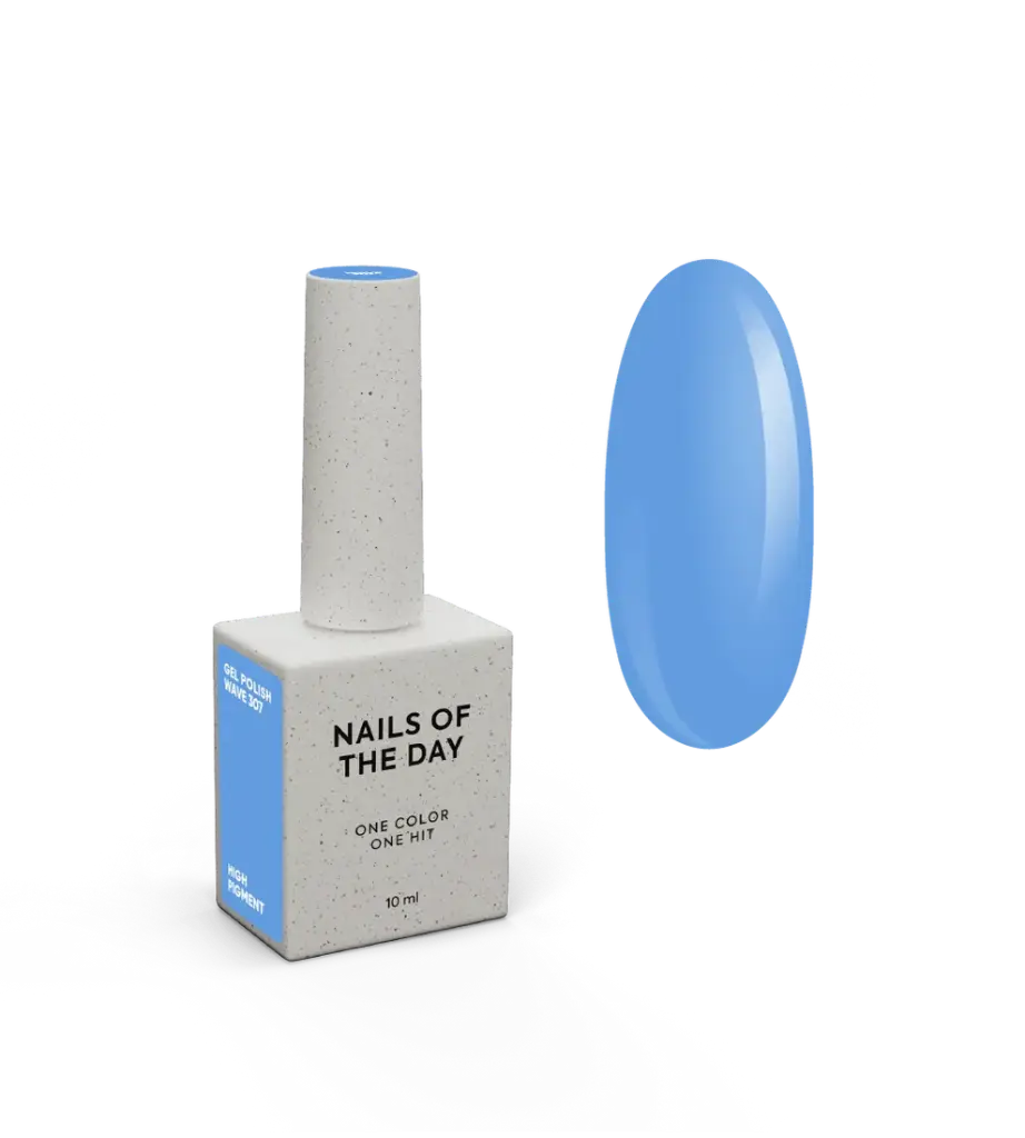 NAILSOFTHEDAY Summer 2026 Gel Polish Wave 307 — blue gel polish with one-coat coverage, 10 ml