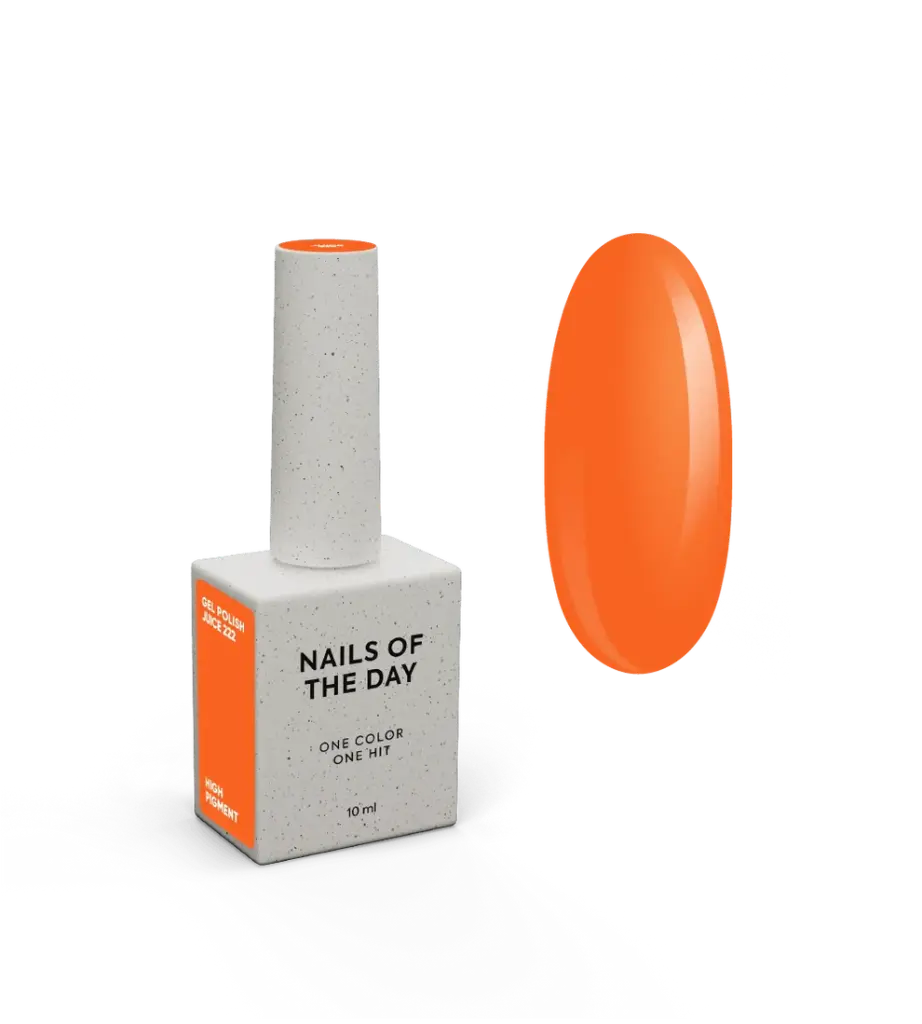 NAILSOFTHEDAY Summer 2026 Gel Polish Juice 222 — bright orange gel polish with one-coat coverage, 10 ml 