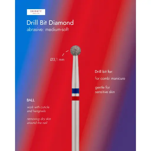 [DBS-001BR.031] Diamond ball bit blue-red Ø3.1 mm
