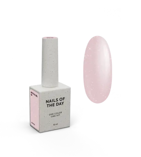 [4822241200003] NAILSOFTHEDAY Bottle Gel 46 Shimmer — milky pink super-strong nail strengthening gel with silver shimmer, 10 ml