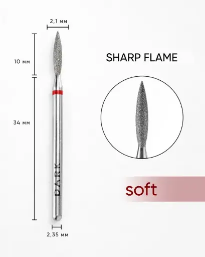 [11910] DARK Sharp half-flame drill bit 2.1x10 mm (red) 