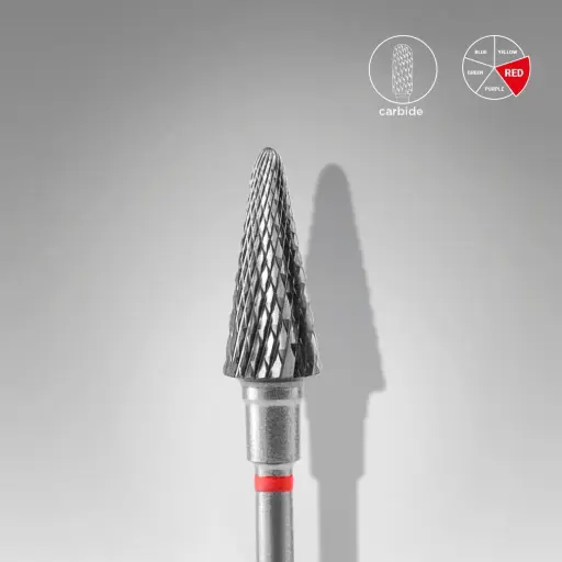[FT71R060/14] STALEKS EXPERT Fresa de metal duro «Cono» roja, diámetro 6 mm, parte de trabajo 14 mm
