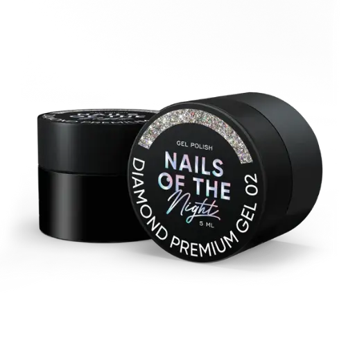 [4824343077002] Nails Of The Day Diamond Premium gel – gel polish 02 — silver holographic gel polish with fine metallic nail polish, 5 ml