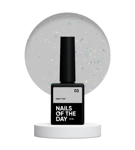 [4823183990205] Nails Of The Day Party top 03 - transparent with holographic shimmer without sticky layer for nails, 10 ml