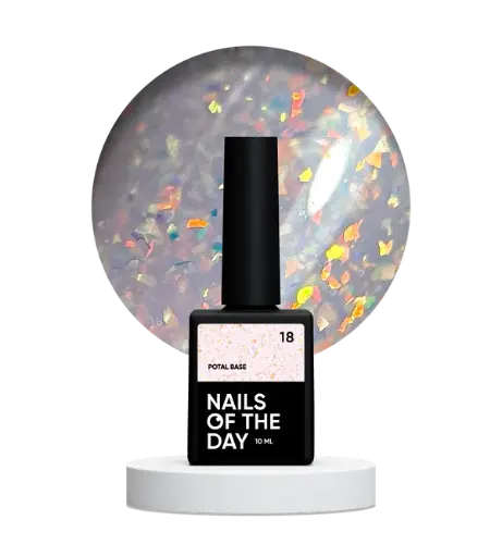 [4821288720000] Nails Of The Day Potal base 18 – gentle milky base with holographic stylish potal, 10 ml