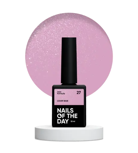 [4820665880009] Nails Of The Day Cover base NEW Formula 27 - pink with silver shimmer, has a deeper pink cool shade, camouflage base coat for nails, 10 ml