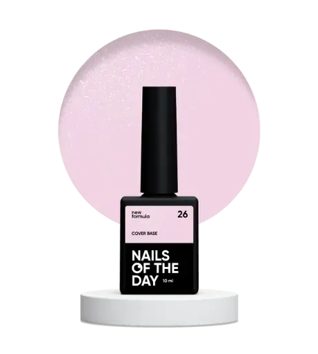 [4820665890008] Nails Of The Day Cover base NEW Formula 26 - soft pink with silver shimmer, with a cooler sheen, camouflage base coat for nails, 10 ml