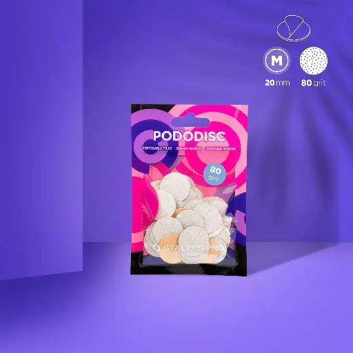 [PDF-20-80w] Staleks Disposable white files for pedicure disc PODODISC M EXPERT 80 grit (50 pcs)