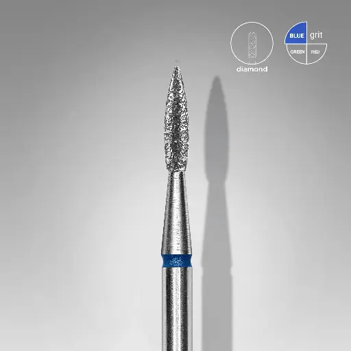 [FA11B018/8] Staleks Diamond nail drill bit pointed flame blue EXPERT head diameter 1,8 mm / working part 8 mm