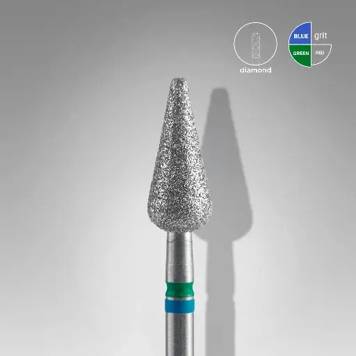 [FA100B050/12] Staleks Diamond nail drill bit pointed pear blue EXPERT head diameter 5 mm / working part 12 mm
