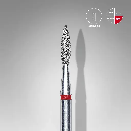[FA11R021/8] Staleks Diamond cutter flame sharp red EXPERT diameter 2.1 mm / working part 8 mm