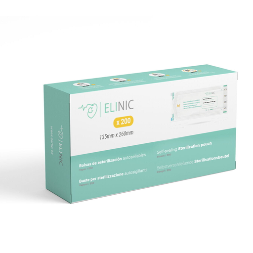 [8480201300505] Bolsas de esterilización autoclave 135x280mm, papel-film mixto (200 uds / unidades) ELINIC