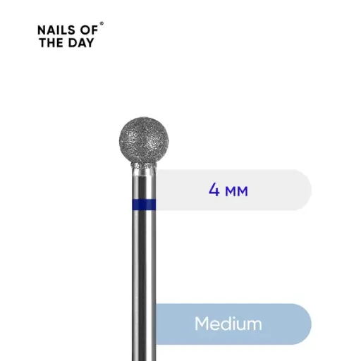 [4826420058003] Nailsoftheday Ball Bit — branded red diamond ball bit, 4 mm.