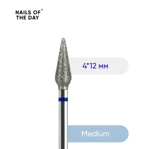 [4820550996600] Nailsoftheday Carrot Bit — branded blue diamond long bud bit, 4*12 mm.