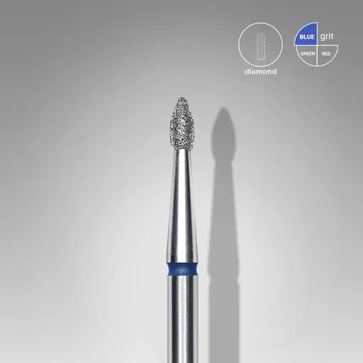 [FA60B018/4] Diamond nail drill bit pointed bud blue head EXPERT diameter 1,8 mm / working part 4 mm