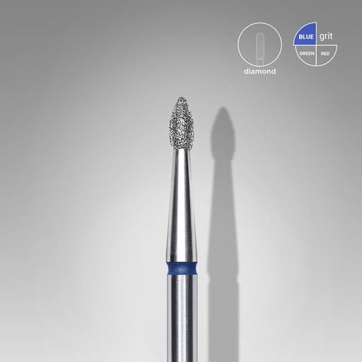 [FA60B018/4] Diamond nail drill bit pointed bud blue head EXPERT diameter 1,8 mm / working part 4 mm