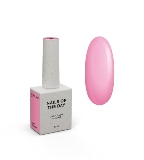 NAILSOFTHEDAY Cover Base 47 Light Pigment – lightly pigmented semi-transparent vibrant pink base coat for nails, 10 ml 
