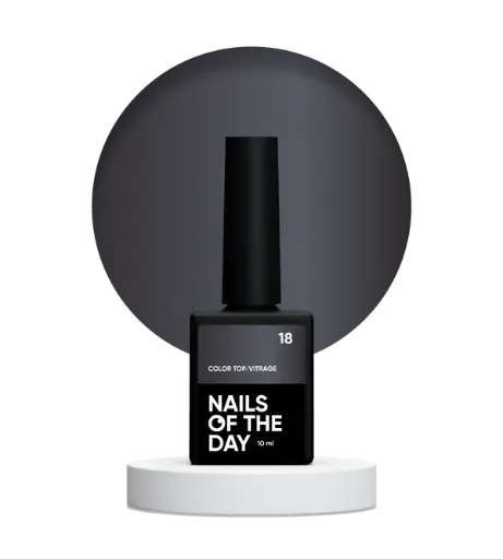 [4820568001006] NAILSOFTHEDAY Color Top/Vitrage 18 — Semi-Transparent Graphite Grey-Black Stained Glass Top, 10 ml 