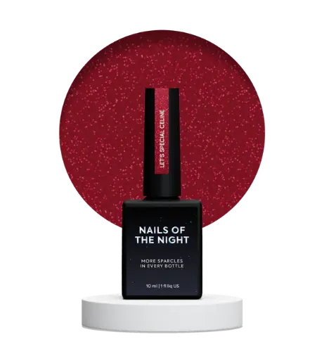 [4820620454009] NAILSOFTHENIGHT Let's special Céline - dark red with red glitter gel nail polish covering one layer, 10 ml 