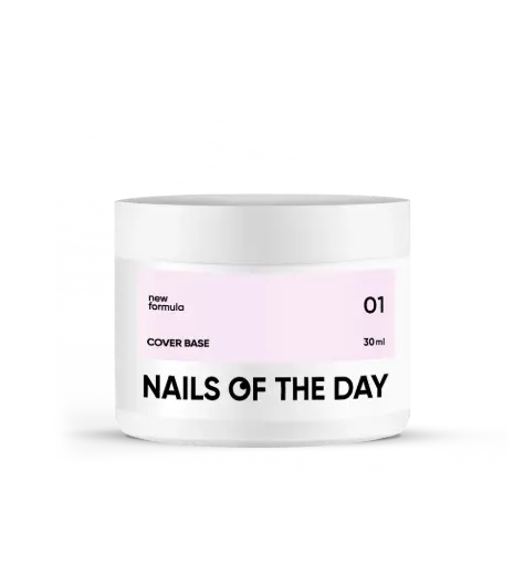 [4821221048000] Nailsoftheday Cover base NEW Formula 01 — light pink camouflage base coat for nails, 30 ml