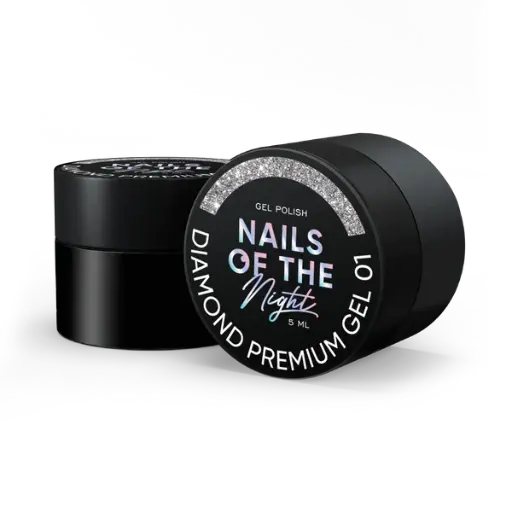 [4824343078306] NAILSOFTHENIGHT Diamond Premium gel - gel polish 01 — silver gel polish with fine metallic nail polish, 5 ml 