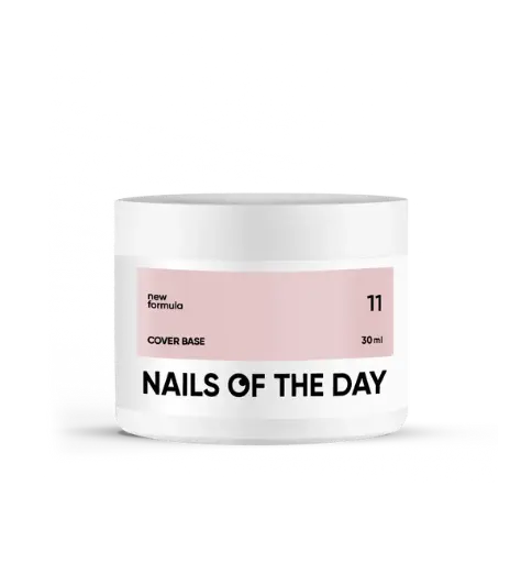 [4824407100004] Nailsoftheday Cover Base NEW Formula 11 — semi-transparent soft nude camouflage base coat for nails, 30 ml. 