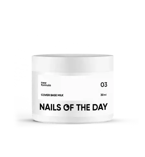[4821480200003] Nailsoftheday Cover Base NEW Formula Milk 03 — semi-transparent milky camouflage base coat for nails, 30 ml 