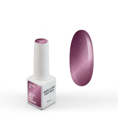 [4821011500008] NAILSOFTHEDAY Gel Polish Cat Eye 05 — dark pink cat-eye gel polish with fine metallic flakes and a subtle light-reflective effect. Full coverage in one layer. 6 ml. 