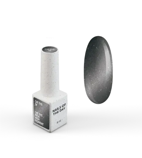 [4821011900006] NAILSOFTHEDAY Gel Polish Cat Eye 09 — black cat-eye gel polish with fine metallic flakes and a subtle light-reflective effect. Full coverage in one layer. 6 ml. 