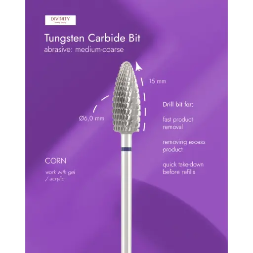 [DBT-275V.060] Divinity Tungsten carbide bit "corn" violet, L-15,0 mm, Ø6,0 mm 