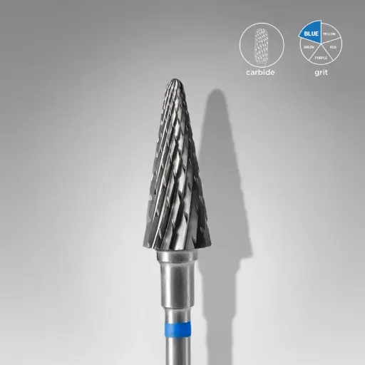 [FT71B060/14] STALEKS EXPERT Carbide nail drill bit cone blue, head diameter 6 mm, working part 14 mm