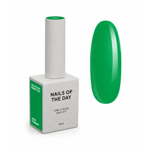 [4823321510005] NAILSOFTHEDAY Summer 2026 Gel Polish Energy 250 — bright green gel polish with one-coat coverage, 10 ml